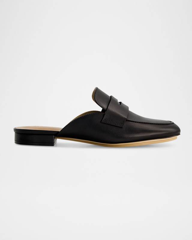 Leather Penny Loafer Mules